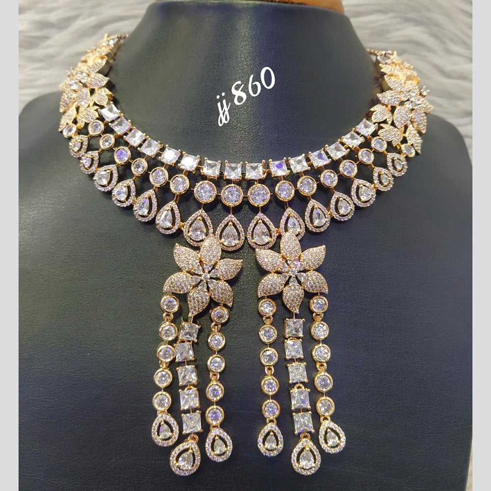 Jain Jewellers Gold Plated American Diamond Necklace Set