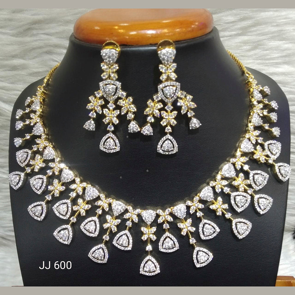 Jain Jewellers Gold Plated American Diamond Necklace Set