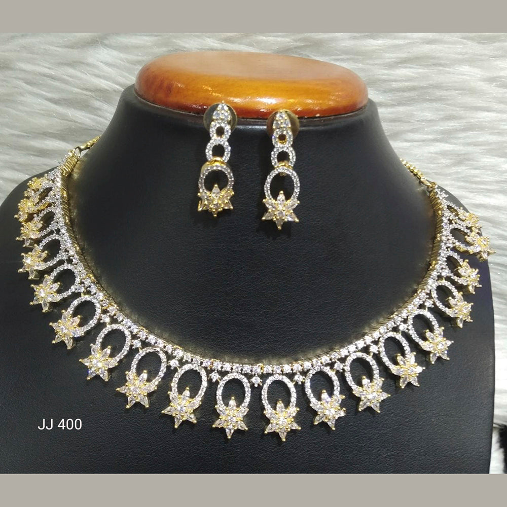 Jain Jewellers Gold Plated American Diamond Necklace Set