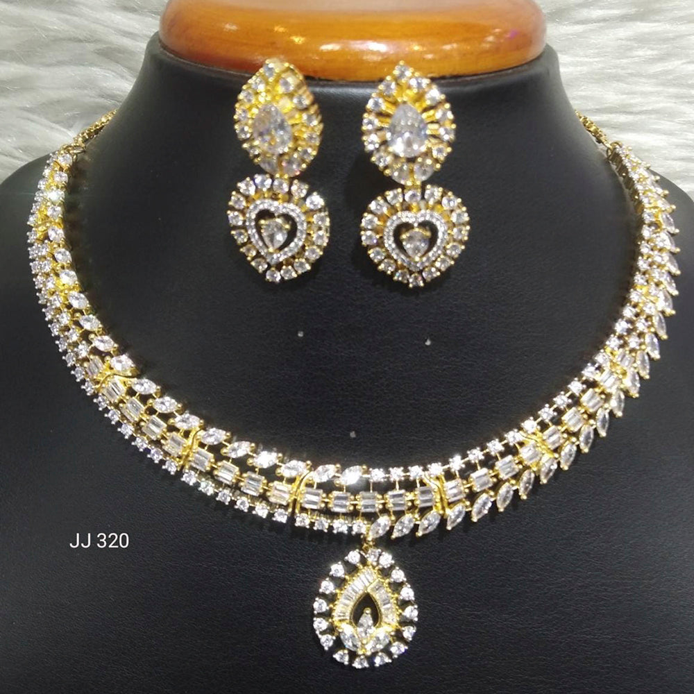 Jain Jewellers Gold Plated American Diamond Necklace Set