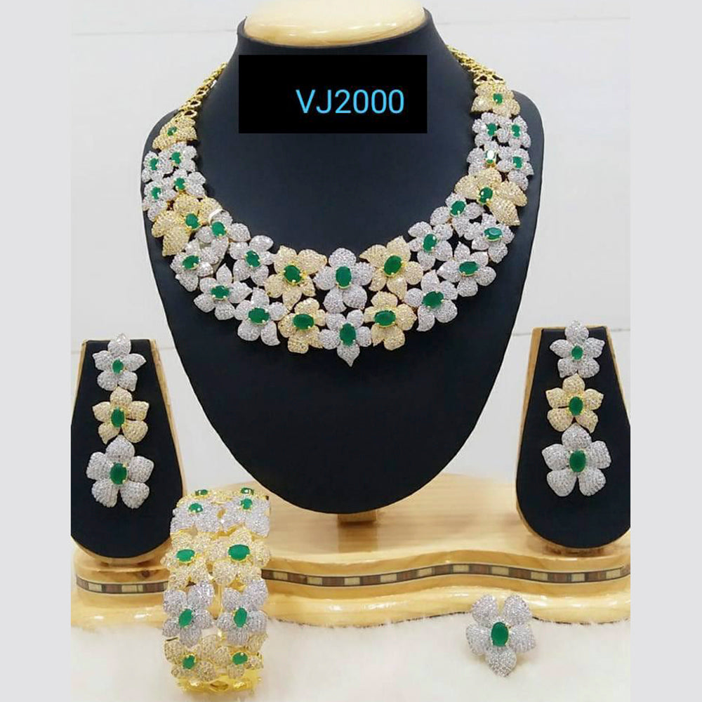 Jain Jewellery Gold Plated AD Stone Jewellery Combo Set