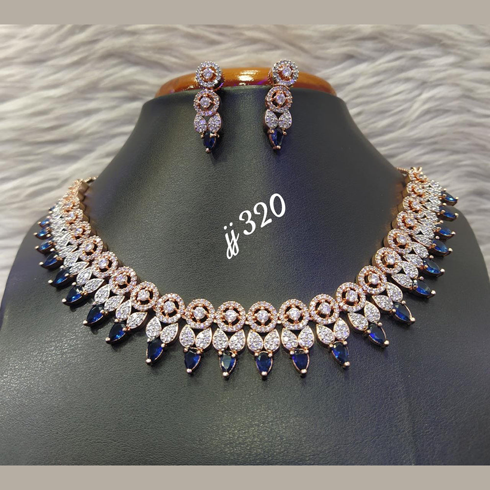 Jain Jewellers Rose Gold Plated AD Stone Necklace Set