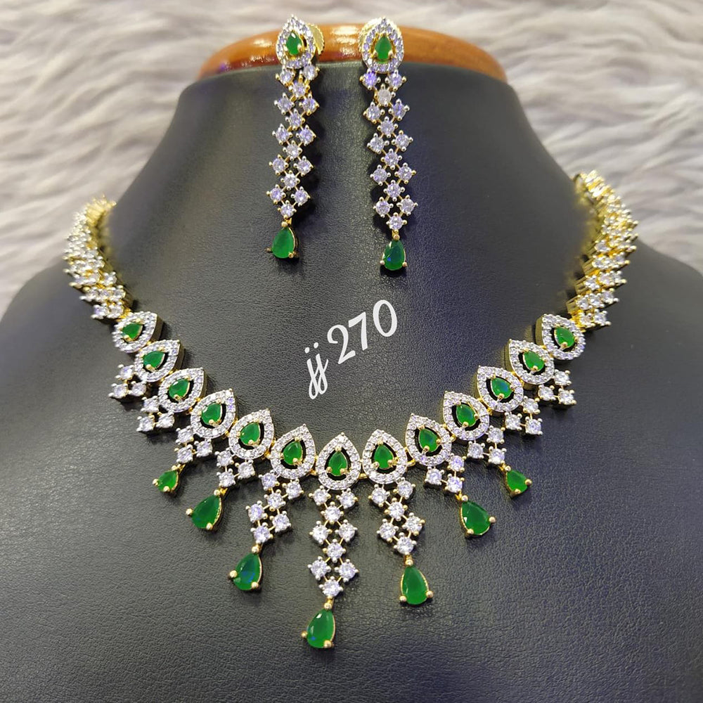 Jain Jewellers Gold Plated AD Stone Necklace Set