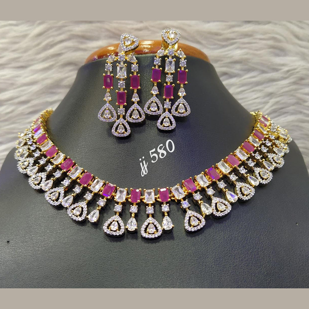 Jain Jewellers Gold Plated AD Stone Necklace Set