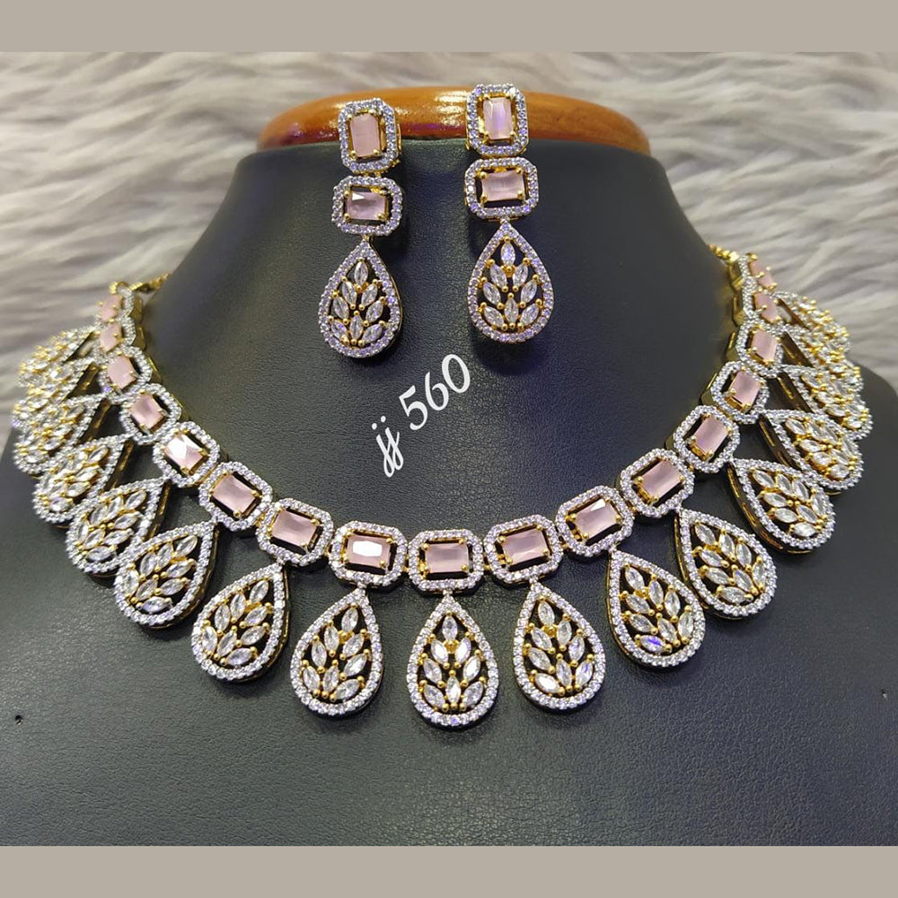 Jain Jewellers Gold Plated AD Stone Necklace Set