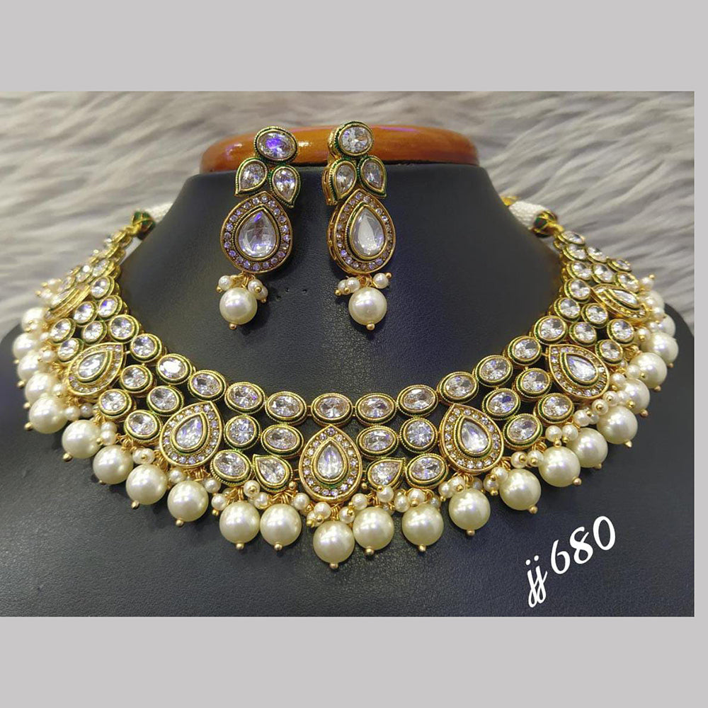 Jain Jewellers Gold Plated AD Stone Necklace Set