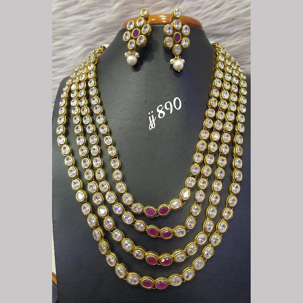Jain Jewellers Gold Plated AD Stone Long Necklace Set