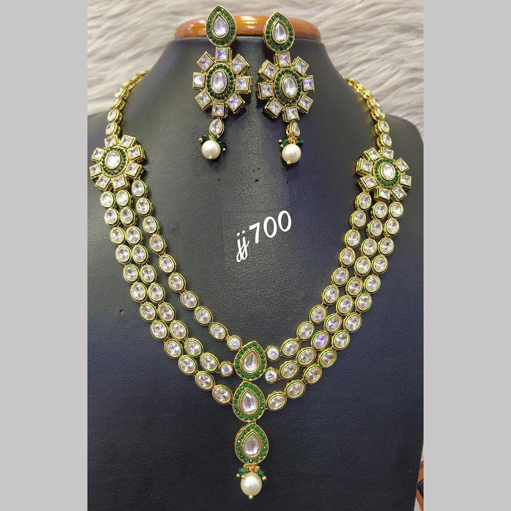 Jain Jewellers Gold Plated AD Stone Long Necklace Set