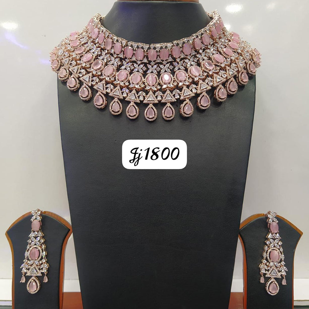 Jain Jewellers Gold Plated AD Stone Necklace Set