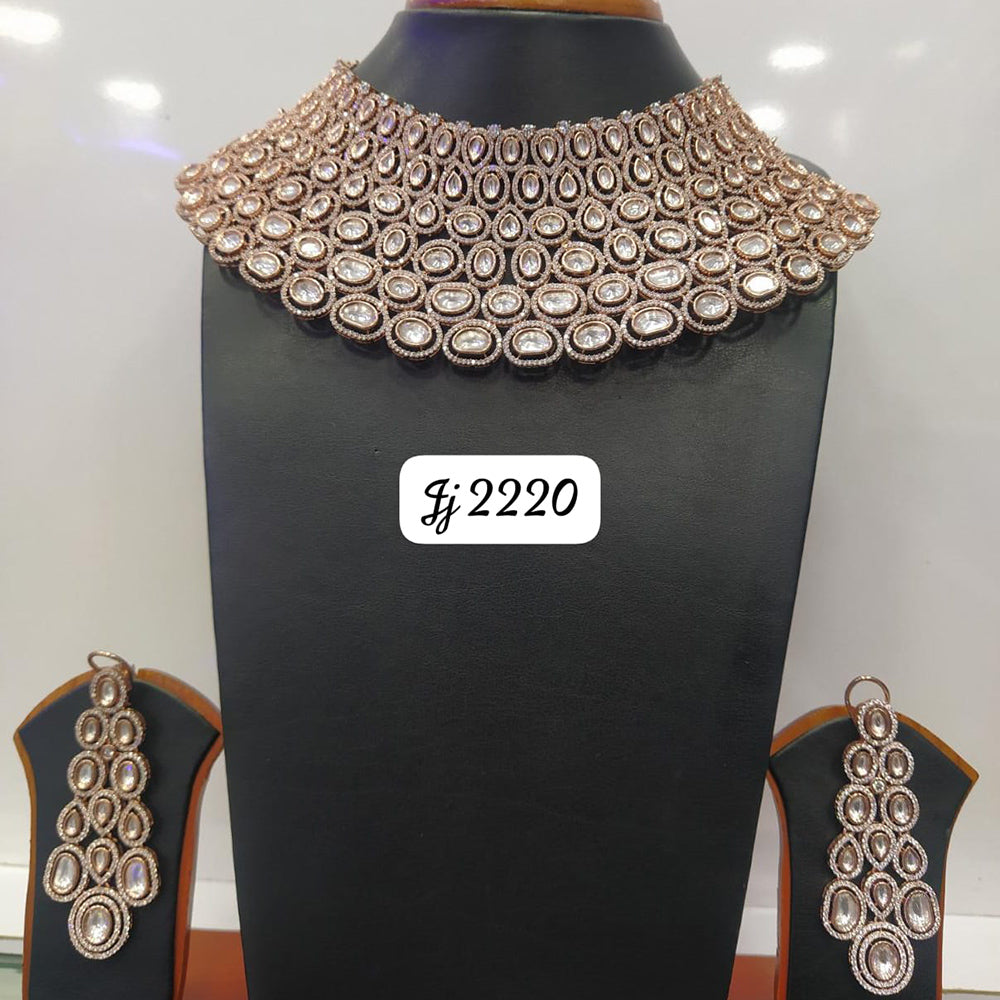 Jain Jewellers Gold Plated AD Stone Necklace Set