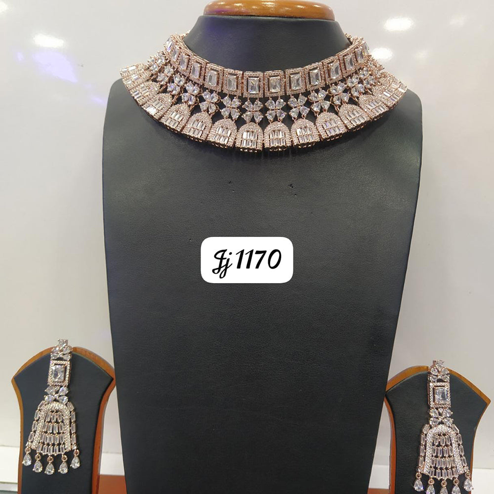 Jain Jewellers Gold Plated AD Stone Necklace Set