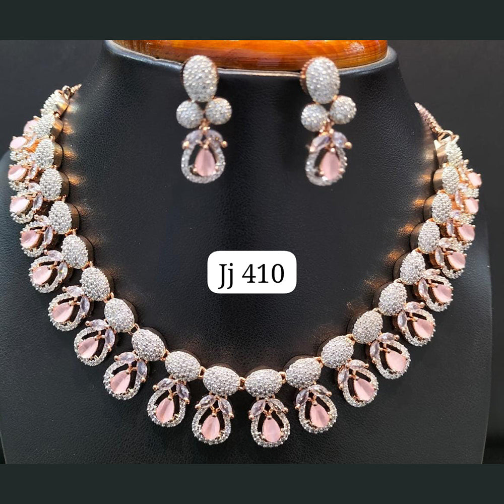 Jain Jewellers Gold Plated AD Stone Necklace Set