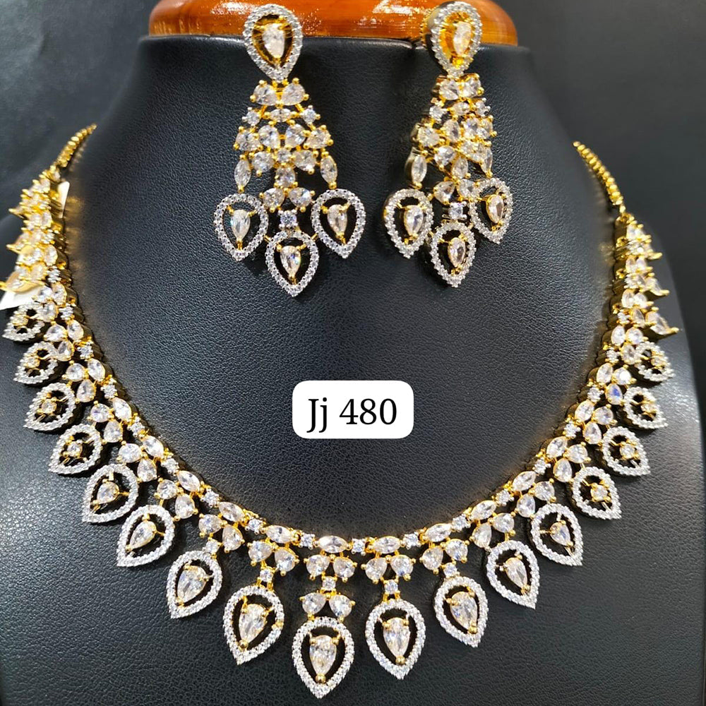 Jain Jewellers Gold Plated AD Stone Necklace Set