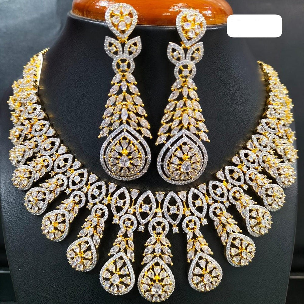 Jain Jewellers Gold Plated AD Stone Necklace Set