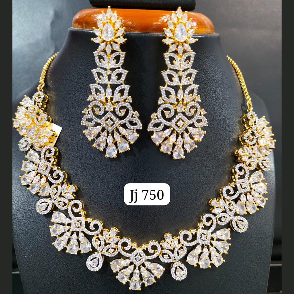 Jain Jewellers Gold Plated AD Stone Necklace Set