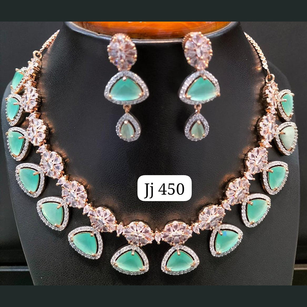 Jain Jewellers Gold Plated AD Stone Necklace Set