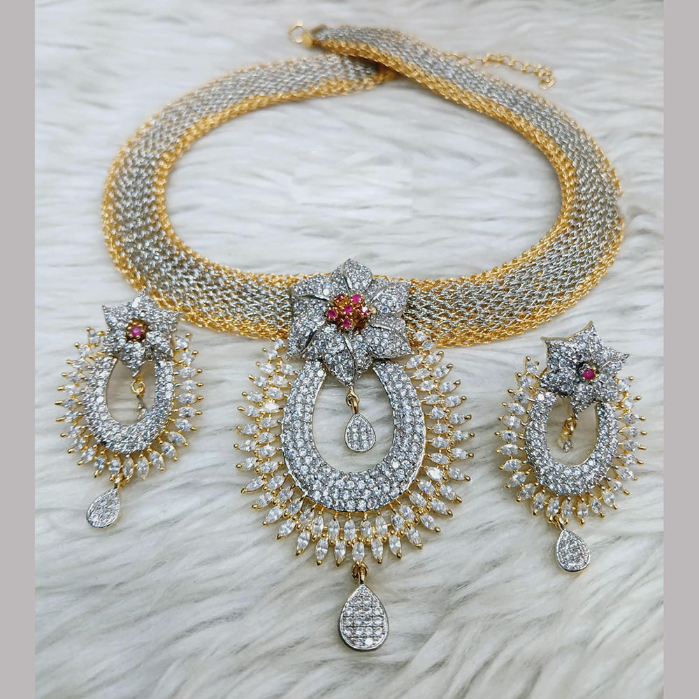 Jain Jewellers Gold Plated AD Stone Necklace Set