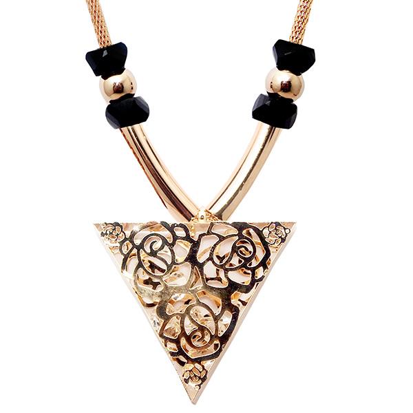 Urthn Rose Gold Plated Glass Stone Necklace - 1107710B