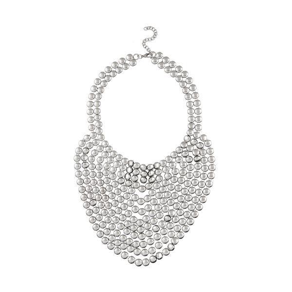 Urthn Rhodium Plated Multi Beads Statement Necklace - 1109210B
