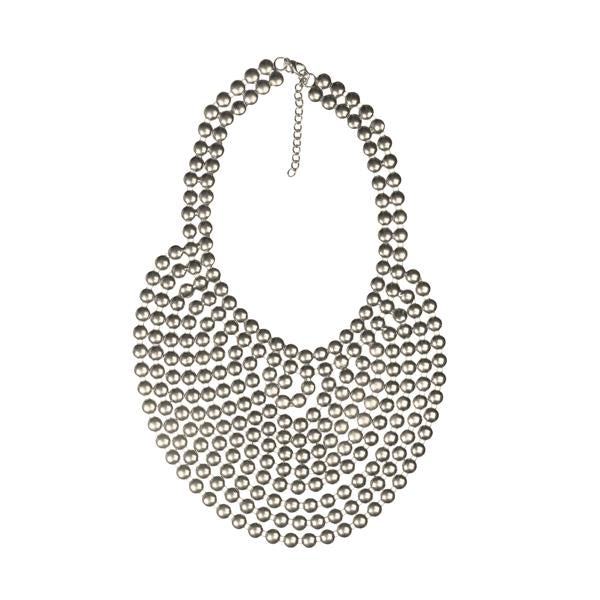 Urthn Multi Beads Rhodium Plated Statement Necklace - 1109210C