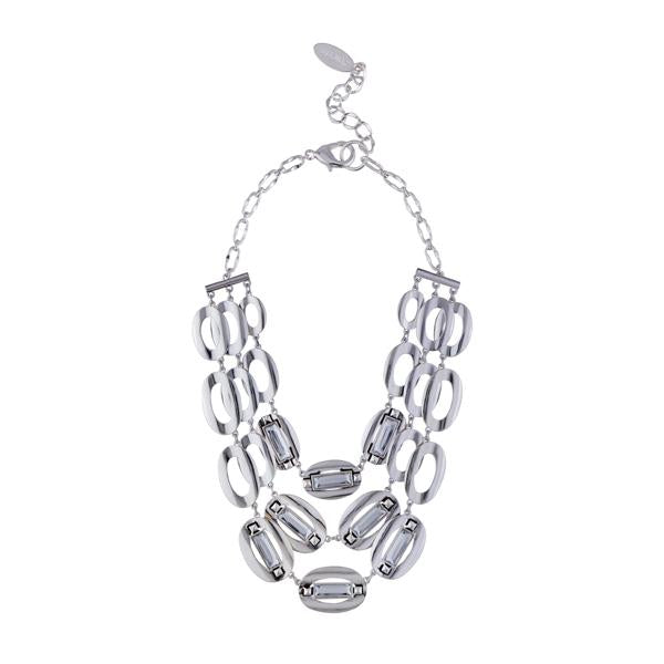 Urthn Resin Stone Rhodium Plated Statement Necklace - 1109217