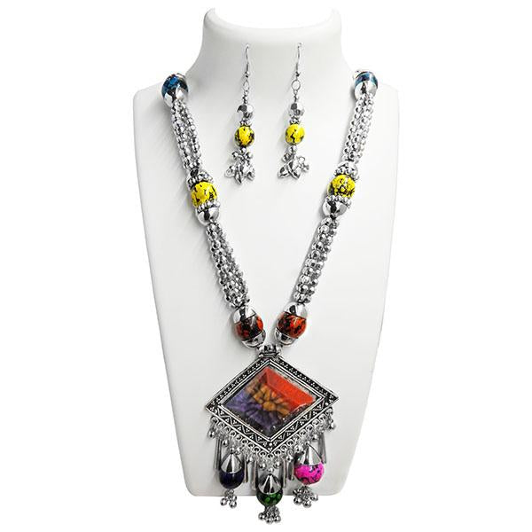 Jeweljunk Multicolor Beads Navratri Special Necklace Set - 1110811