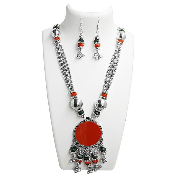 Jeweljunk Red Beads Navratri Special Necklace Set - 1110816