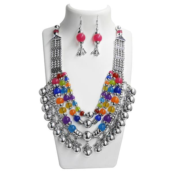 Jeweljunk Multicolour Beads Navratri Special Necklace Set - 1110832