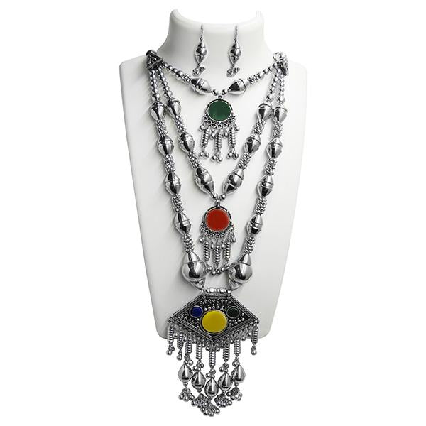 Jeweljunk Multicolour 3 Layer Navratri Special Necklace Set - 1110846
