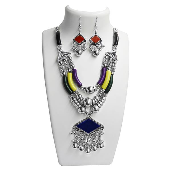 Jeweljunk Rhodium Plated Navratri Special Necklace Set - 1110882