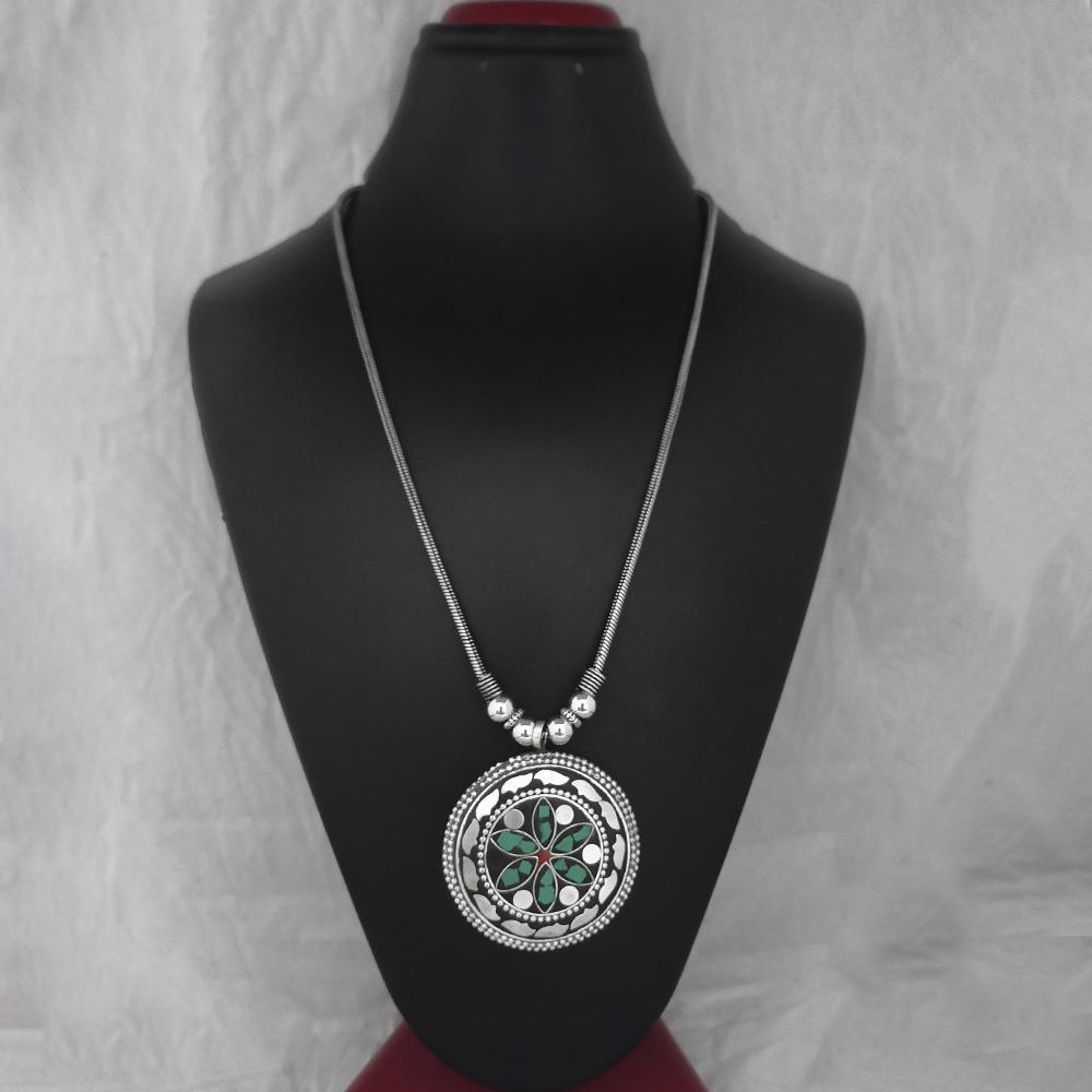 Jeweljunk Oxidised Plated Handmade Rock Chip Necklace - 1111037