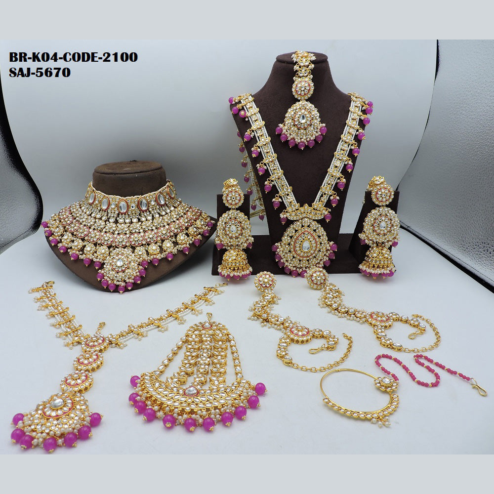 Soni Art Jewellery Gold Plated Kundan Stone Bridal Set