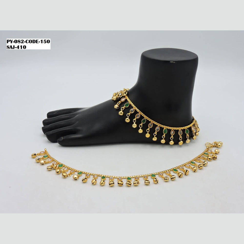 Soni Art Jewellery Gold Plated Crystal Stone Payal