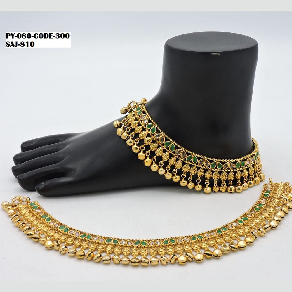 Soni Art Jewellery Gold Plated Crystal Stone Payal