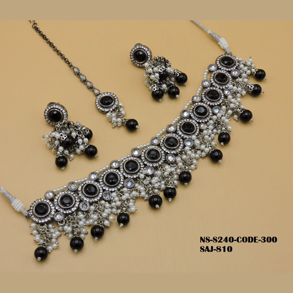 Soni Art Jewellery Austrian stone and Beads Choker Necklace Set