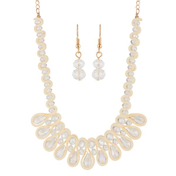 Urthn White Crystal Beads Statement Necklace Set - 1111231A