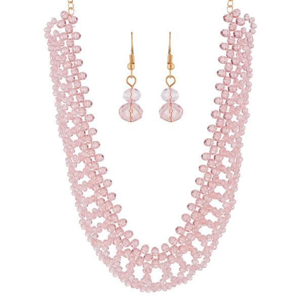 Urthn Pink Crystal Beads Statement Necklace Set - 1111233B