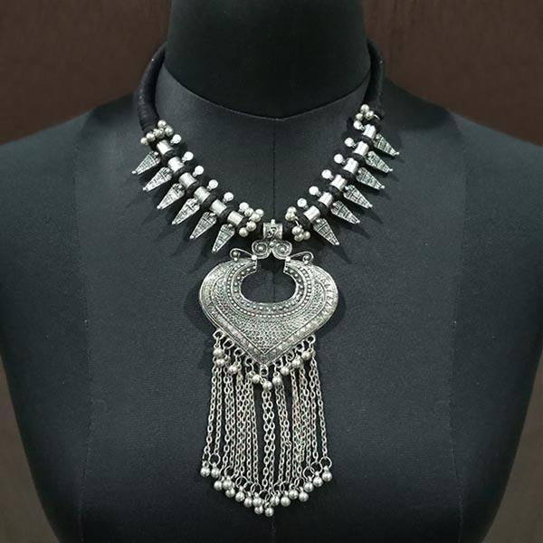 Jeweljunk Oxidised Plated Afghani Statement Necklace - 1112601
