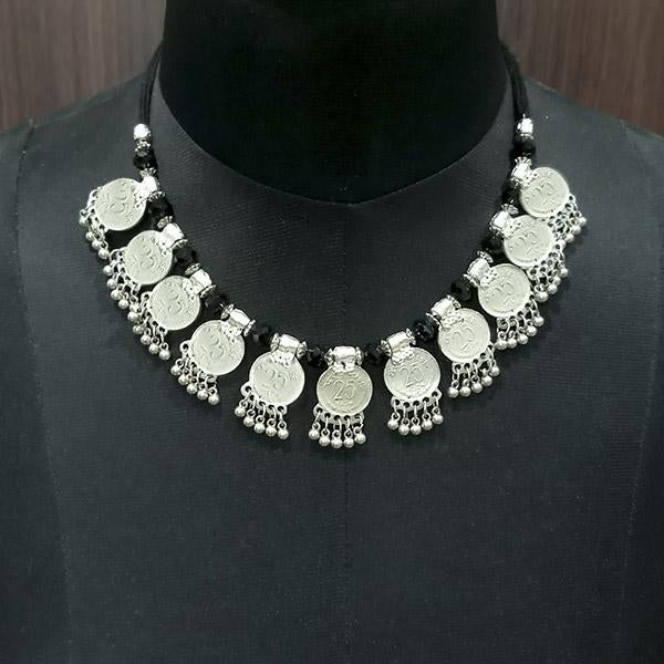 Jeweljunk Silver Plated Coin Bib Statement Necklace - 1113028B
