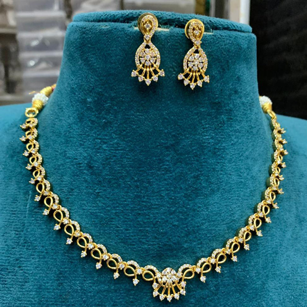 Sona Creation Gold Plated AD Necklace Set
