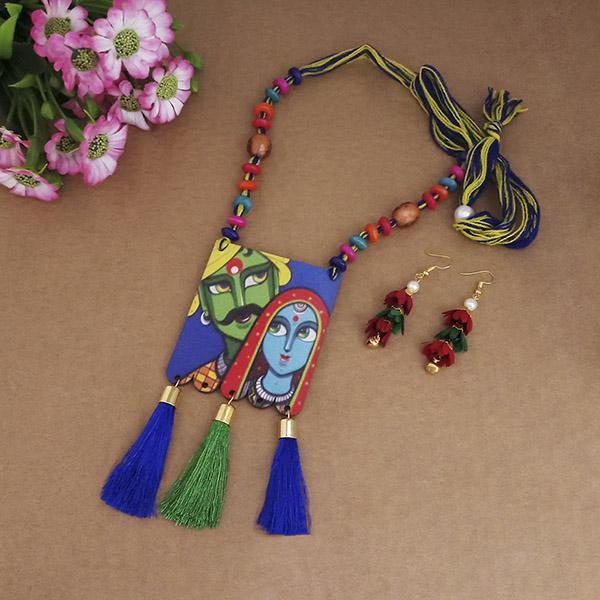 Urthn Digital Printed Wooden Necklace Set - 1114121