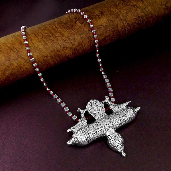 Jeweljunk Oxidised Plated Red Beaded Necklace - 1114586A