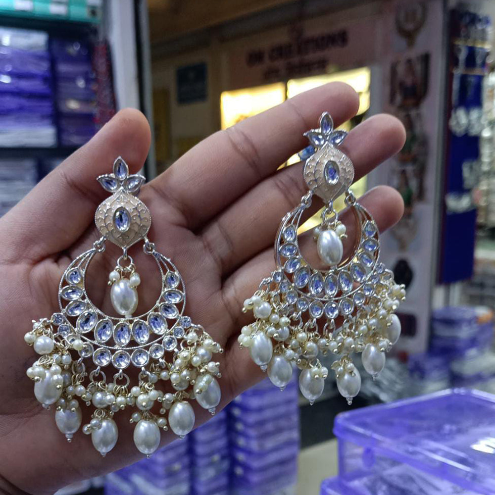 SNERA Gold Plated designer Kundan Stone & Meenakari Dangler Earrings