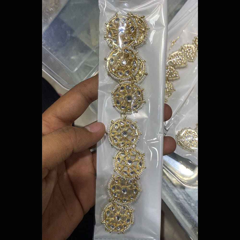 SNERA Gold Plated Kundan & Pearl Sheeshphool / Headband For Women - 11151056