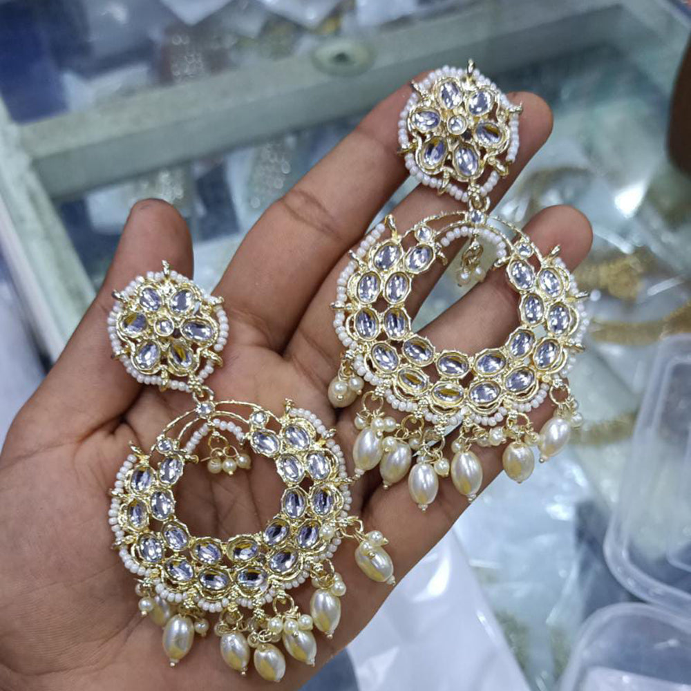 SNERA Gold Plated designer Kundan Stone Dangler Earrings