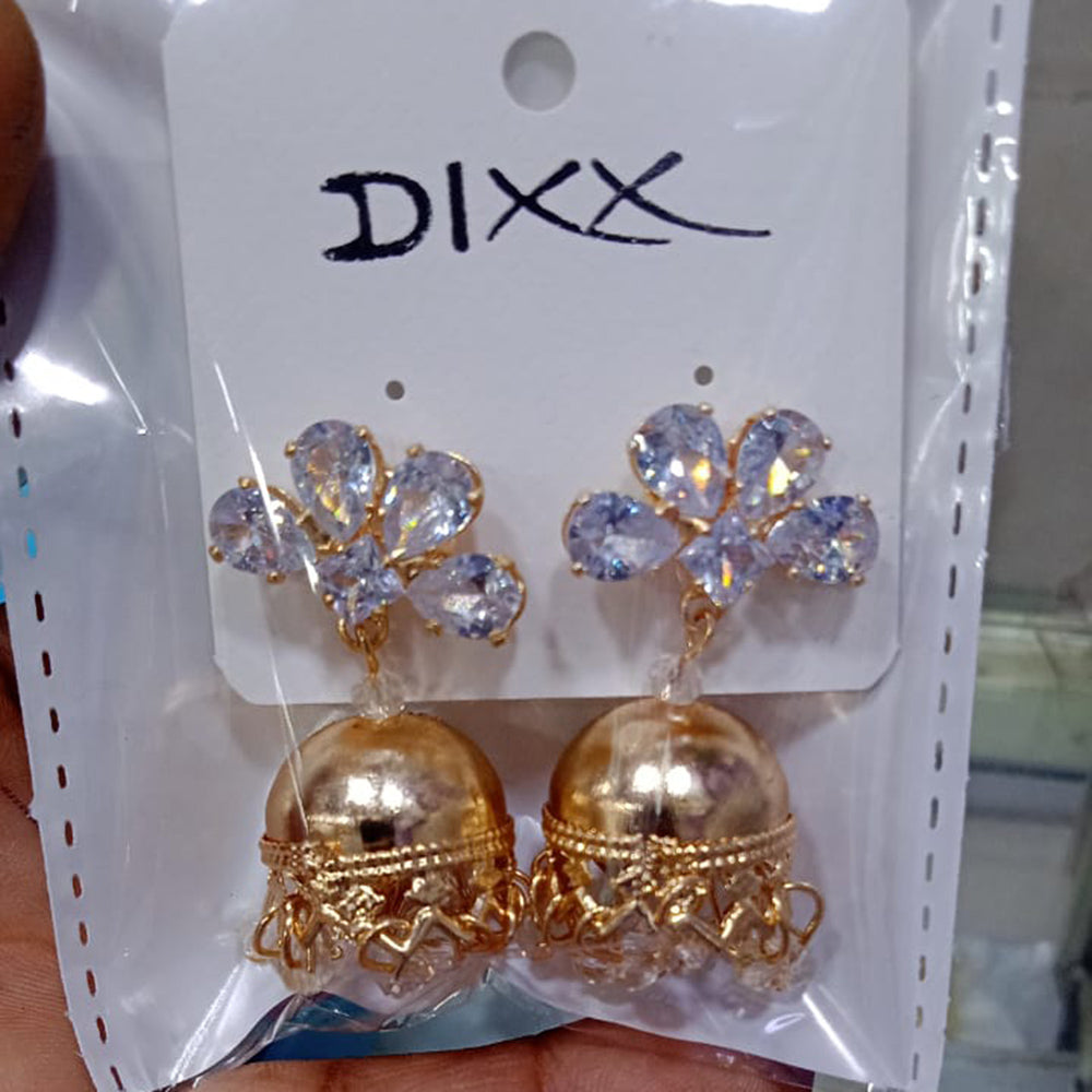SNERA Gold Plated Designer Crystal Stone Jhumkis Earrings