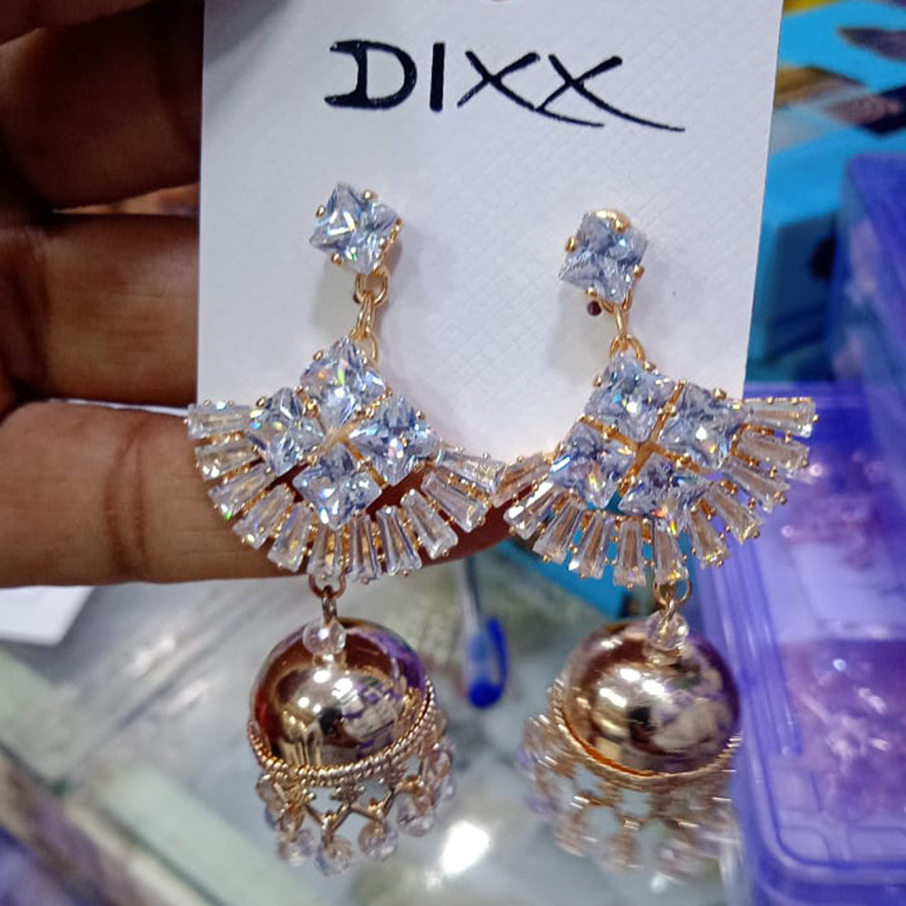 SNERA Gold Plated Designer Crystal Stone Jhumkis Earrings