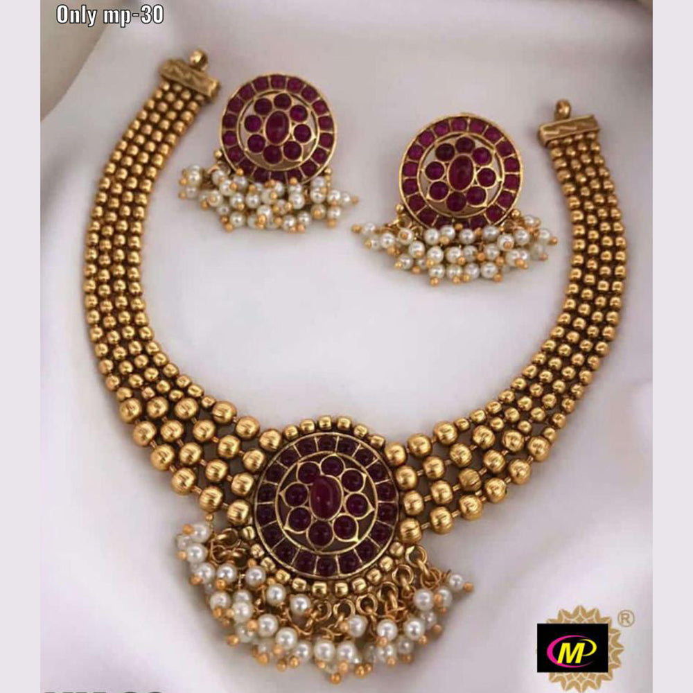 SNERA Gold Plated Pota Stone Choker Necklace Set