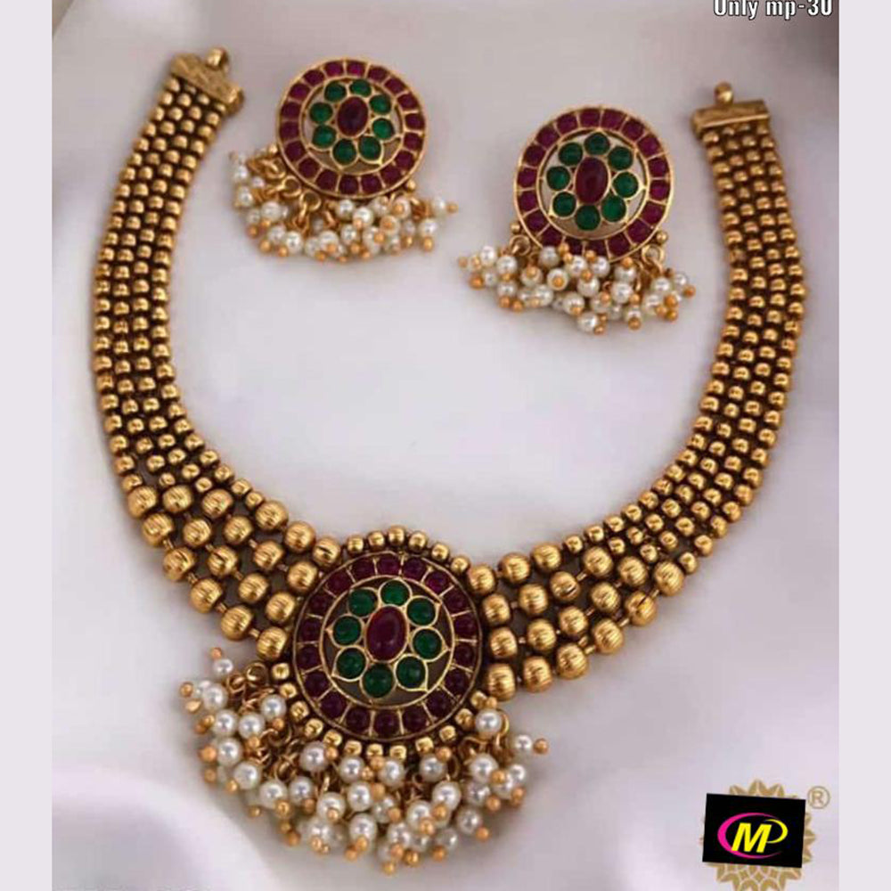 SNERA Gold Plated Pota Stone Choker Necklace Set