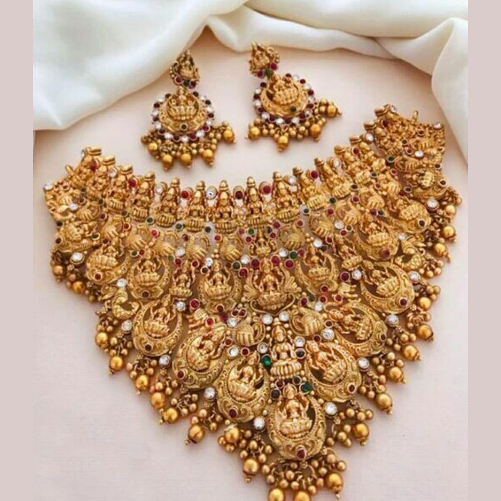 SNERA Gold Plated Pota Stone Choker Necklace Set